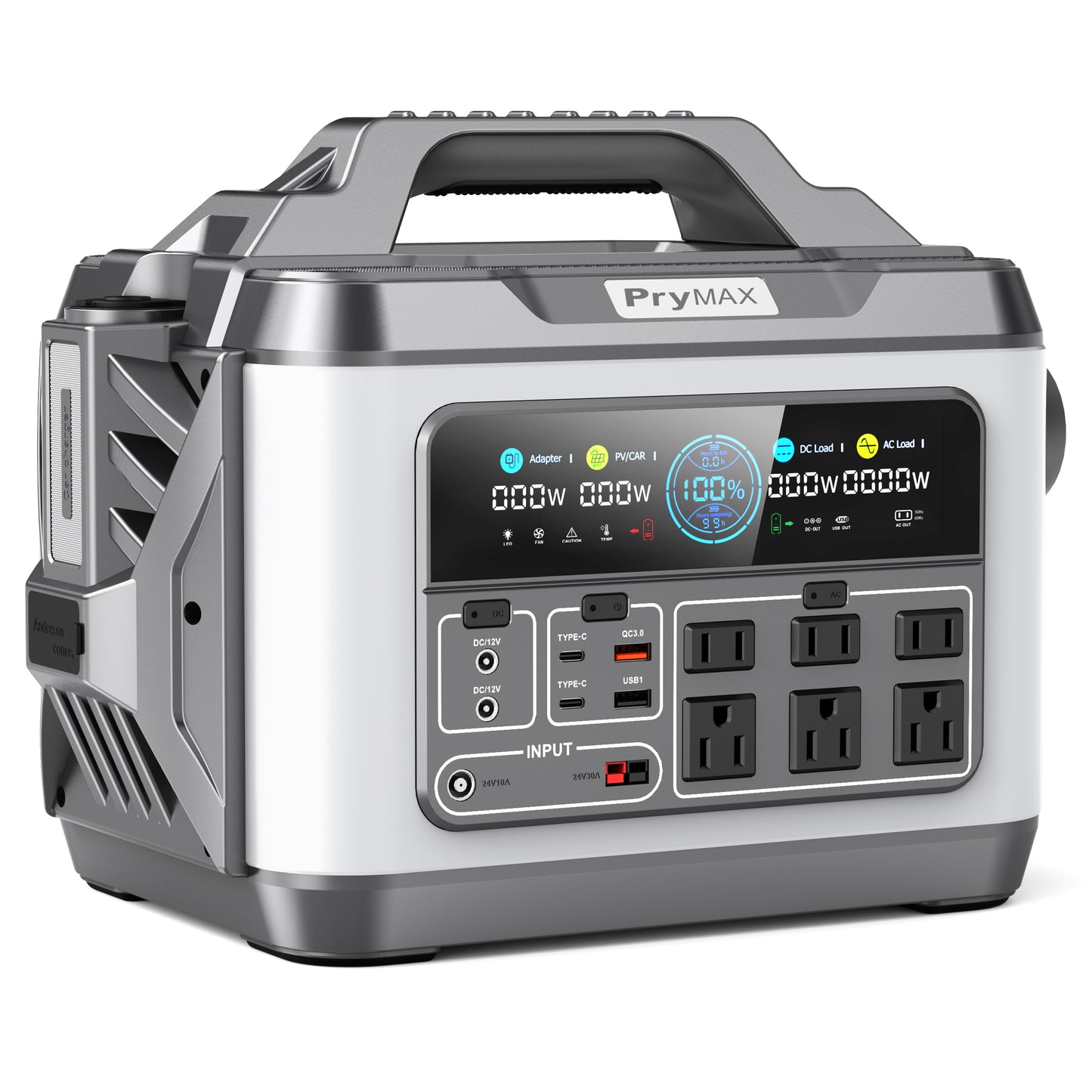 Portable Power Station PryMAX 1110Wh Outdoor Solar Generator with 6*110V/1200W Pure Sine Wave AC Outlets, Solar Lithium Battery Pack for Outdoor RV/Van Camping, CPAP, Emergency