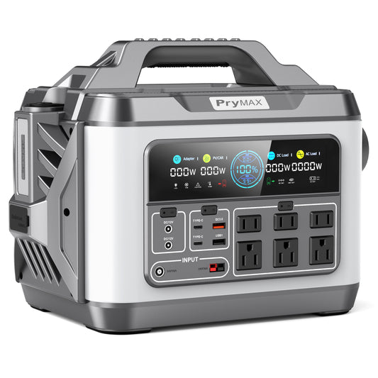 Portable Power Station PryMAX 1110Wh Outdoor Solar Generator with 6*110V/1200W Pure Sine Wave AC Outlets, Solar Lithium Battery Pack for Outdoor RV/Van Camping, CPAP, Emergency