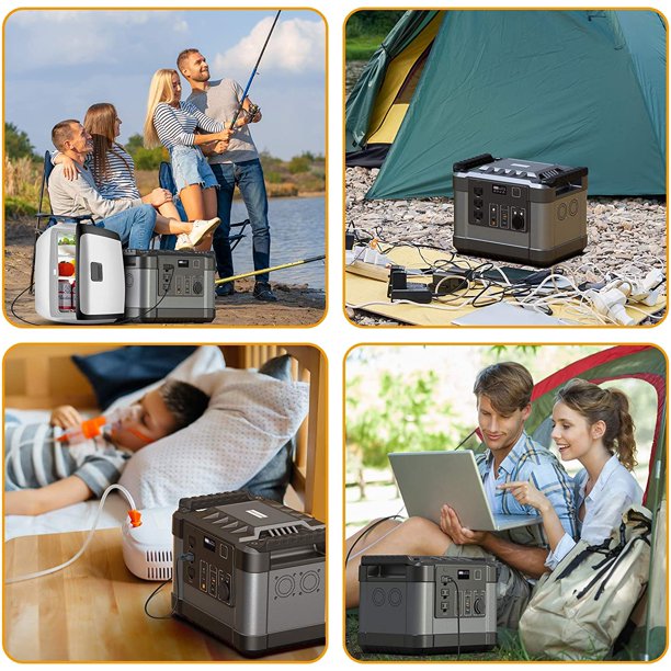 Alfuheim Portable Power Station Mobile Lithium Battery Pack 1000, 1100Wh with 3x110V AC Outlets Multi-use Storage for Outdoor RV/Van Camping, Generator, Emergency (Black+Silver)