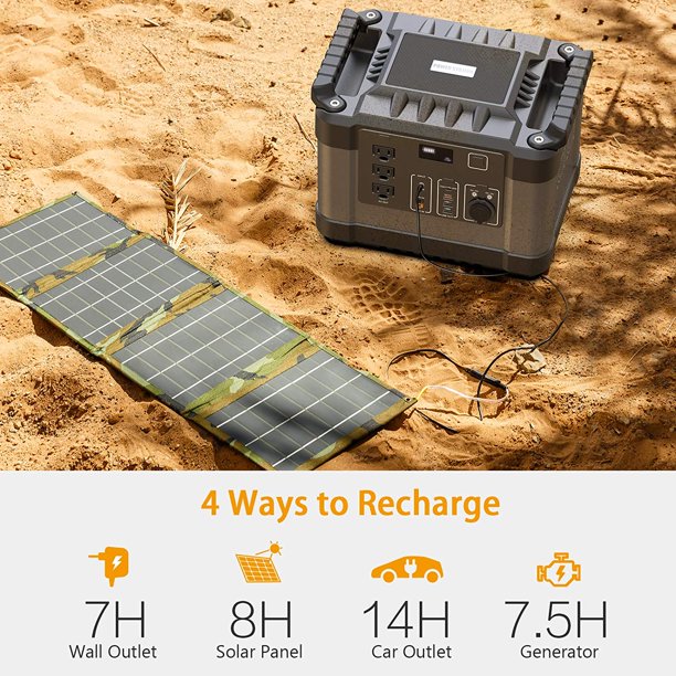 Alfuheim Portable Power Station Mobile Lithium Battery Pack 1000, 1100Wh with 3x110V AC Outlets Multi-use Storage for Outdoor RV/Van Camping, Generator, Emergency (Black+Silver)