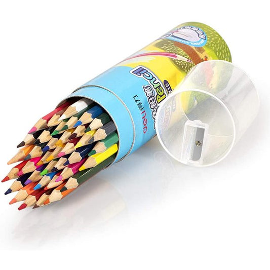 7015 Deli 36 Pack Colored Pencils with Built-in Sharpener in Tube Cap, Vibrant Color Presharpened Pencils for School Kids Teachers, Soft Core Art Drawing Pencils for Coloring, Sketching, and Painting