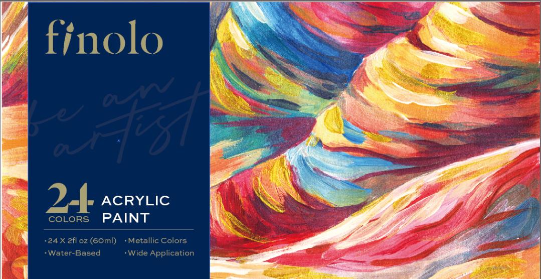 Finolo Metallic Acrylic Pouring Paint, 60ml Bottles, set of 24