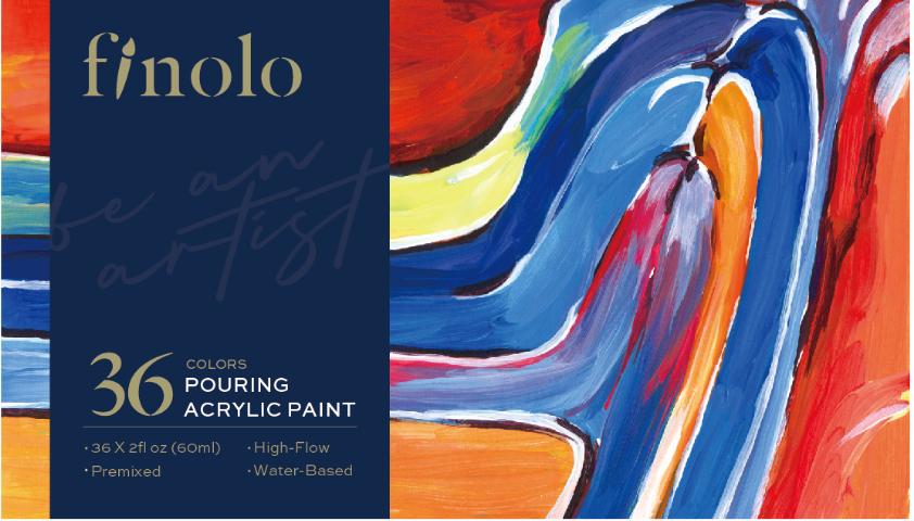 Finolo Acrylic Pouring Paint Art Supply Kit, 2 oz Bottles Set - 36 Pack