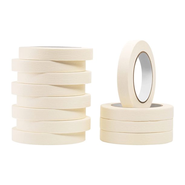 Deli Masking Tape, 12 Pack Painters Tape, General Purpose Painter Tape, Paint Tape, Wall Tape, 0.7 inch x 50 Yards, Beige, for Painting, Arts, Crafts, Home, Office, School.