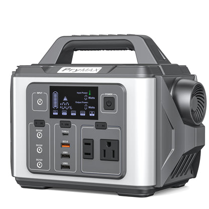 [M331] PryMAX  Portable Power Station 296Wh Solar Generator Backup Lithium Battery  with LED light, 110V/300W Pure Sine Wave AC Outlet, QC 3.0, for Outdoors Camping Travel Hurricane Blizzard Emergency