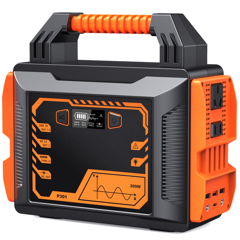 PRYMAX Portable Power Station 300W 296Wh 80000mAh, Peak 500W Rechargeable Lithium Battery Generator Home Emergency Backup