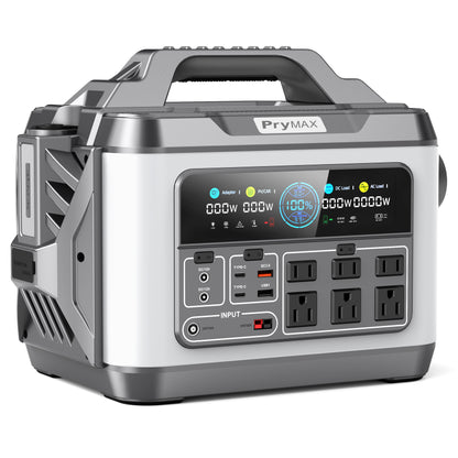 Portable Power Station PryMAX 1110Wh Outdoor Solar Generator with 6*110V/1200W Pure Sine Wave AC Outlets, Solar Lithium Battery Pack for Outdoor RV/Van Camping, CPAP, Emergency
