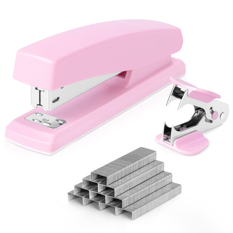 Deli Stapler, Desktop Stapler, Office Stapler, 20 Sheet Capacity, Includes 1000 Staples and Staple Remover, Pink