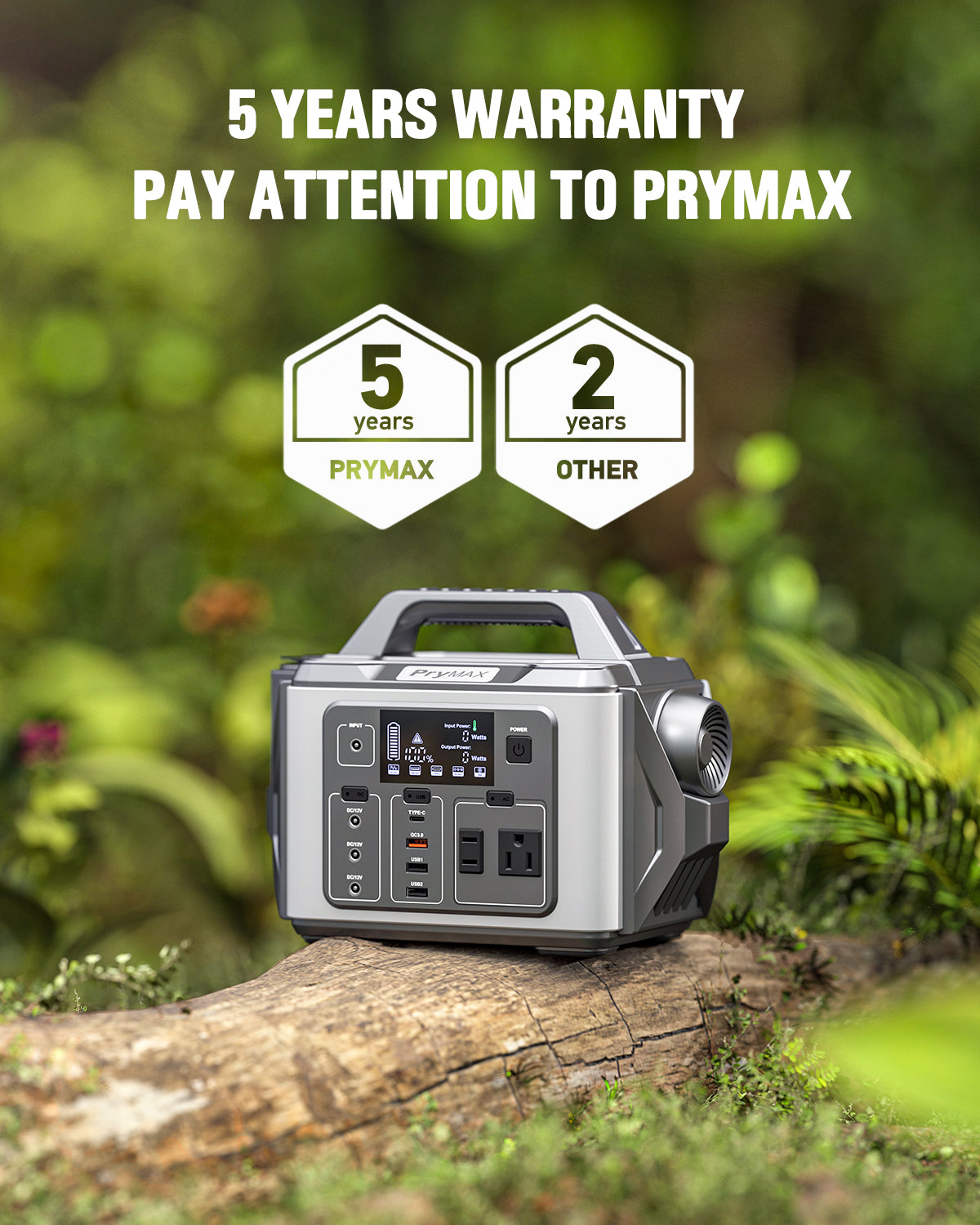 [M331] PryMAX  Portable Power Station 296Wh Solar Generator Backup Lithium Battery  with LED light, 110V/300W Pure Sine Wave AC Outlet, QC 3.0, for Outdoors Camping Travel Hurricane Blizzard Emergency