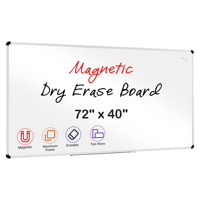 "VUSIGN Magnetic Whiteboard Dry Erase Board, 72 X 40 Inches, Wall Mounted White Board with Pen Tray, Silver Aluminium Frame "