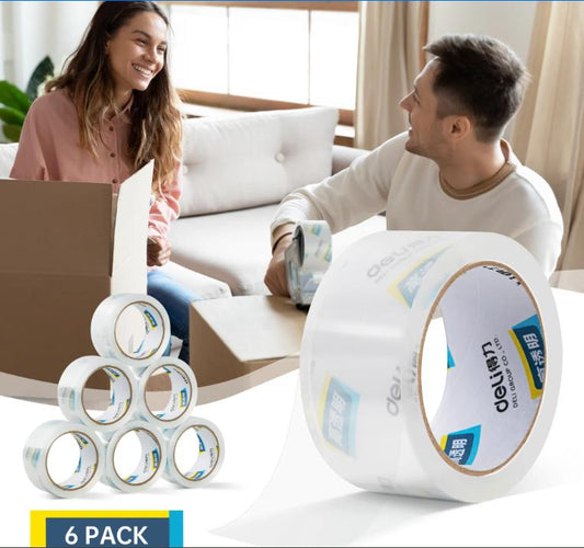 Deli Long Lasting Storage Packaging Tape, Clear Acrylic Heavy Duty Shipping Tape, 1.88 in x 60 yd, 6 Rolls