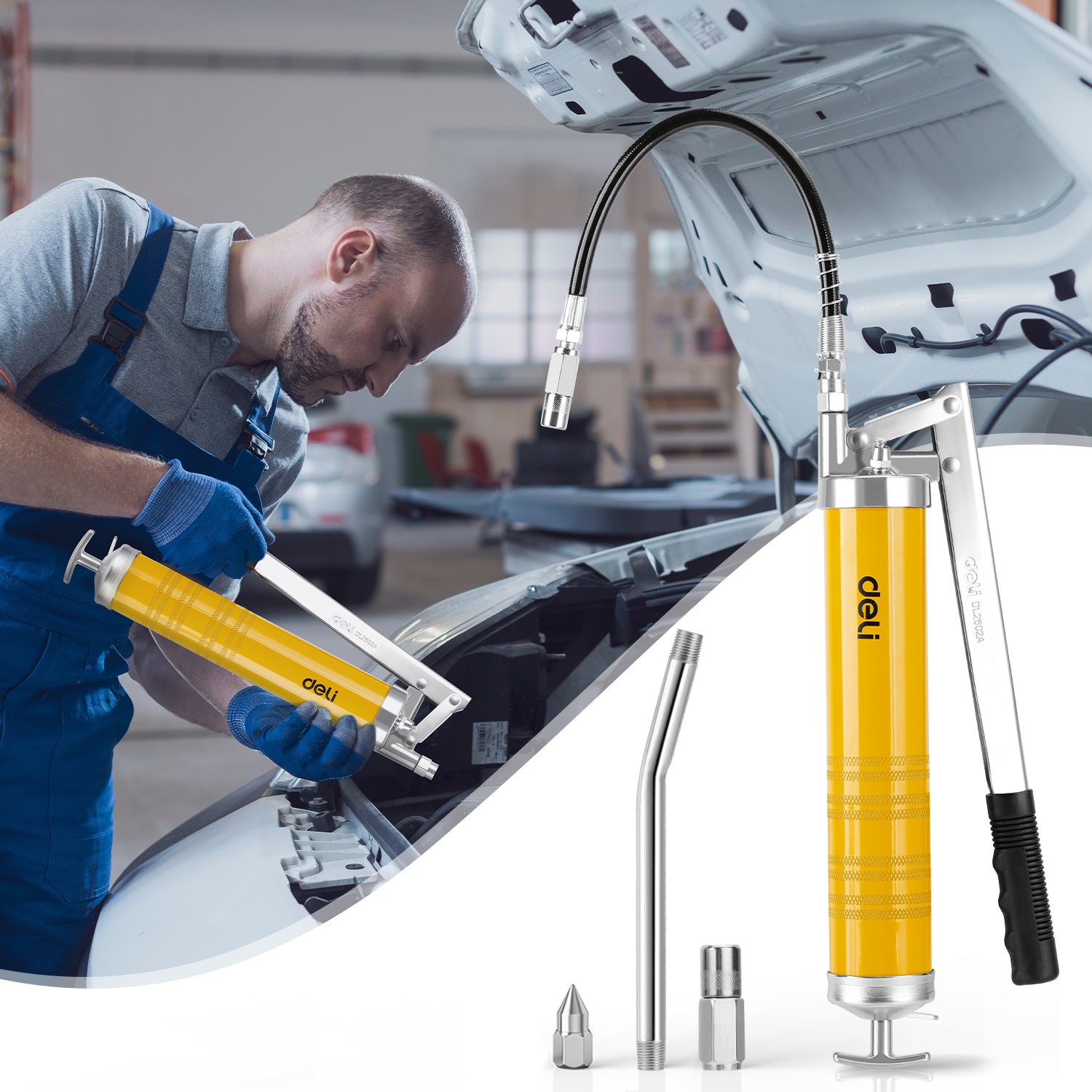 Deli Grease Gun, 8000 PSI Heavy Duty Pistol Grip Grease Gun Set with 1