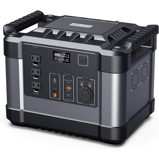 Alfuheim Portable Power Station Mobile Lithium Battery Pack 1000, 1100Wh with 3x110V AC Outlets Multi-use Storage for Outdoor RV/Van Camping, Generator, Emergency (Black＋Silver)