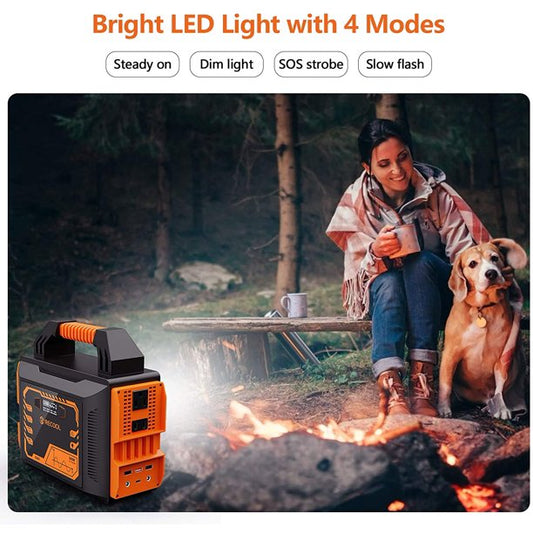 RECOOL Portable Power Station, 300W Travel Backup Home Emergency Rechargeable Lithium Battery Generator
