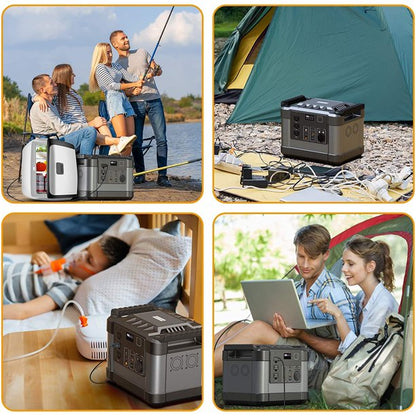 Alfuheim Portable Power Station Mobile Lithium Battery Pack 1000, 1100Wh with 3x110V AC Outlets Multi-use Storage for Outdoor RV/Van Camping, Generator, Emergency (Black＋Silver)