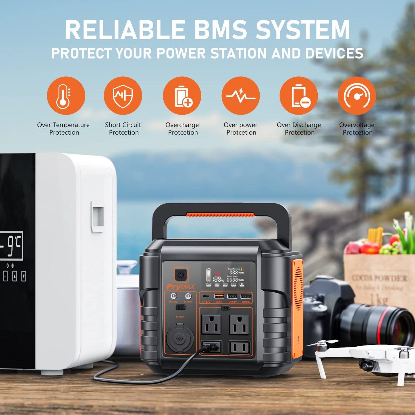 [M330]PryMAX Portable Power Station 296Wh/330W Outdoor Solar Generator Mobile Backup 80000 mAh Lithium Battery Supply, 110V Pure Sine Wave AC Outlet 300 for Home Blackout, Outdoor Adventure, Camping Travel, A10 CPAP