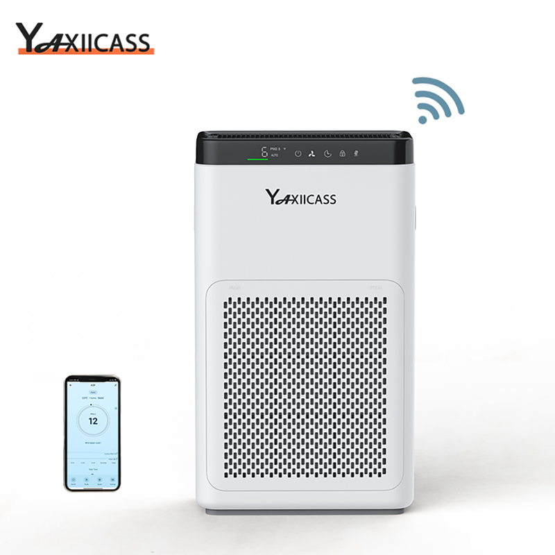 YAXIICASS Wi-Fi Air Purifier with True HEPA Filter, Air cleaner for home and office, Removes 99.9% of Allergies and Asthma, Smoke , Pets, Mold, Dust ,White