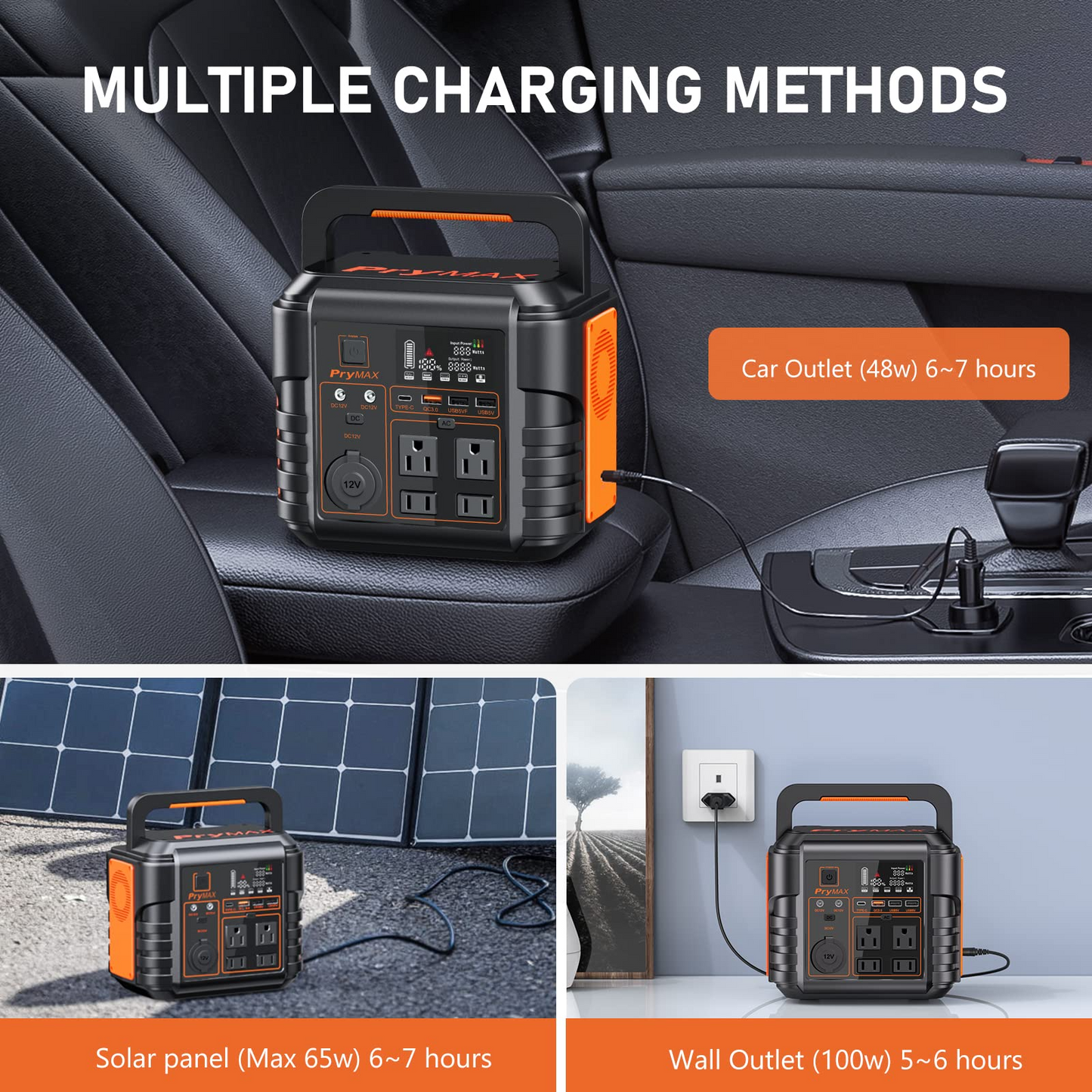 [M330]PryMAX Portable Power Station 296Wh/330W Outdoor Solar Generator Mobile Backup 80000 mAh Lithium Battery Supply, 110V Pure Sine Wave AC Outlet 300 for Home Blackout, Outdoor Adventure, Camping Travel, A10 CPAP