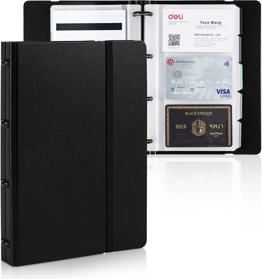 Deli Business Card Book Holder, Business Card Organizer, Name Card Book Holder, Portable Office Business Card Holder, Hold 180 Cards, Black