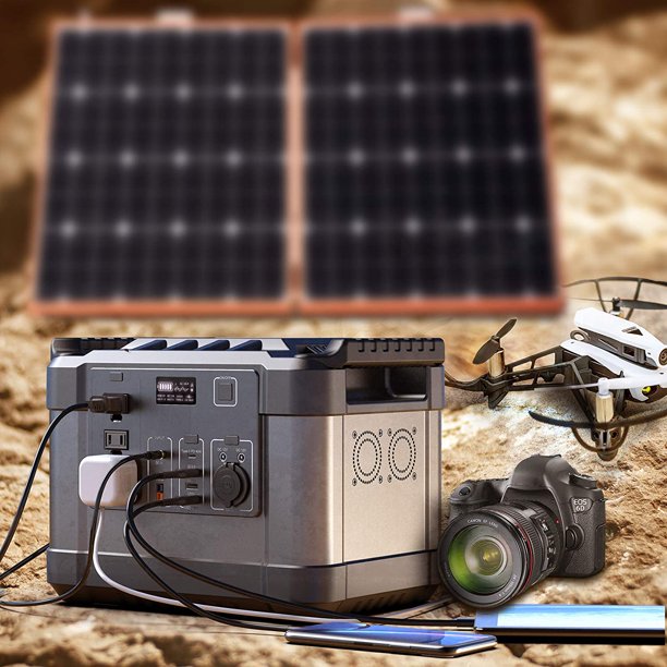 Alfuheim Portable Power Station Mobile Lithium Battery Pack 1000, 1100Wh with 3x110V AC Outlets Multi-use Storage for Outdoor RV/Van Camping, Generator, Emergency (Black＋Silver)