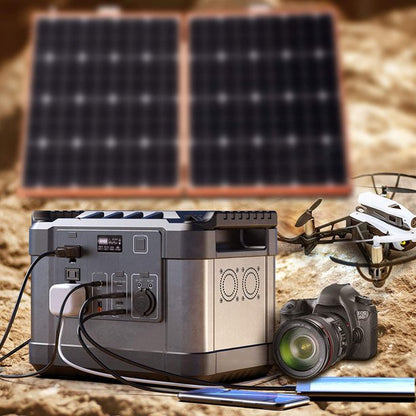 Alfuheim Portable Power Station Mobile Lithium Battery Pack 1000, 1100Wh with 3x110V AC Outlets Multi-use Storage for Outdoor RV/Van Camping, Generator, Emergency (Black＋Silver)