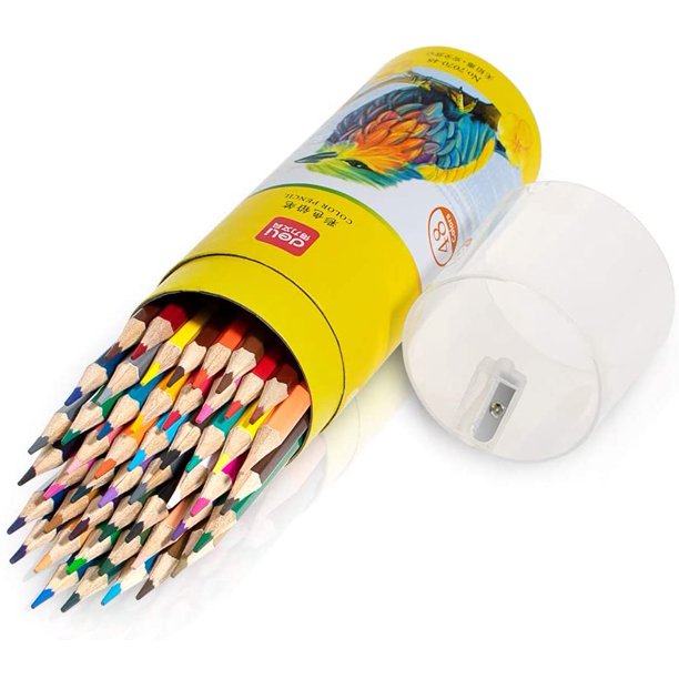 7070-48 Deli 48 Pack Colored Pencils with Built-in Sharpener in Tube Cap, Vibrant Color Presharpened Pencils for School Kids Teachers, Soft Core Art Drawing Pencils for Coloring, Sketching, and Painting