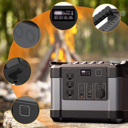 Alfuheim Portable Power Station Mobile Lithium Battery Pack 1000, 1100Wh with 3x110V AC Outlets Multi-use Storage for Outdoor RV/Van Camping, Generator, Emergency (Black＋Silver)
