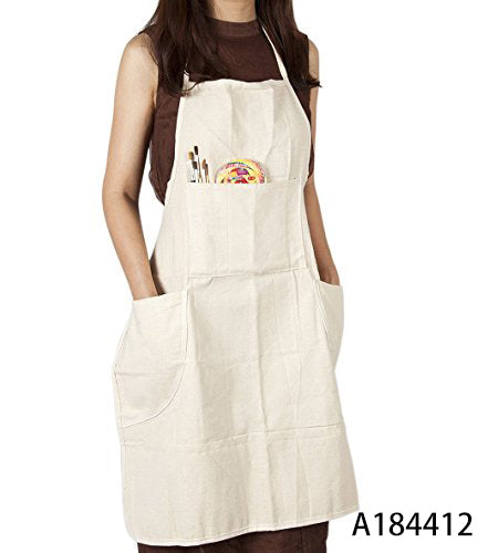 conda Adjustable Professional Bib Apron 100% Cotton Canvas With 3 Pockets for Women Men Adults, Waterproof, Natural 31inch (1pcs pack)