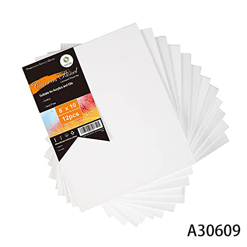 CONDA Artist Canvas Panels 8 x 10 inch, 12 Pack, Primed, 100% Cotton, Artist Quality Acid Free Canvas Board for Acrylic, Pouring Watercolor & Oil Painting