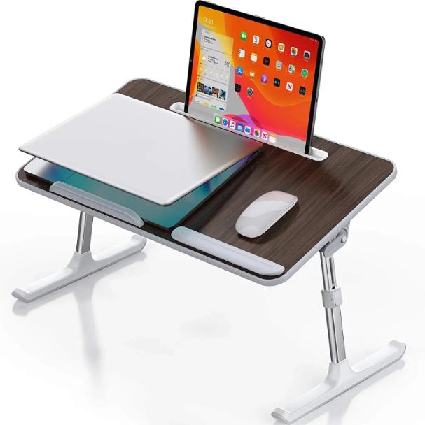 Laptop Bed Tray Table, VUSIGN Adjustable Laptop Bed Stand, Portable Standing Table with Foldable Legs, Foldable Lap Tablet Table for Sofa Couch Floor - Medium Size