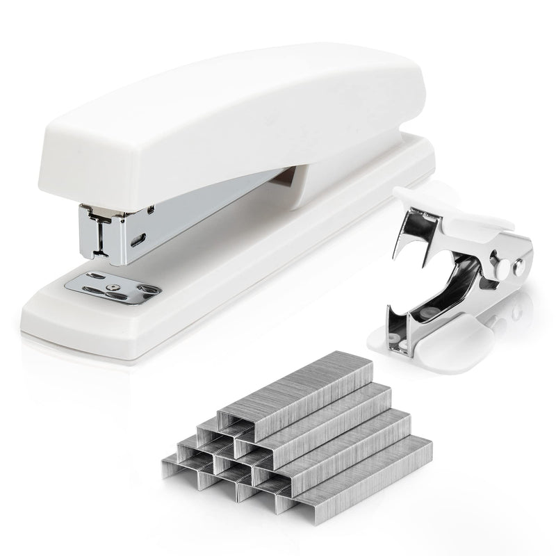 Deli Stapler, Desktop Stapler, Office Stapler, 20 Sheet Capacity, Includes 1000 Staples and Staple Remover, White