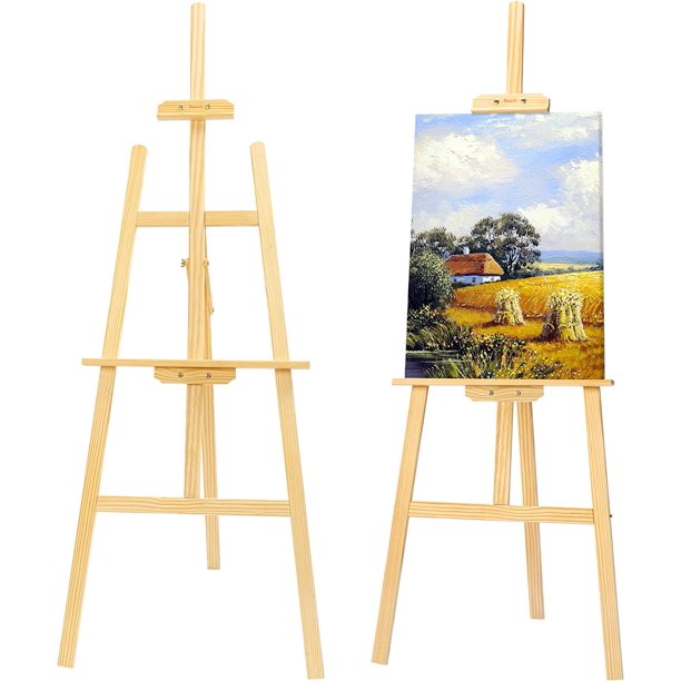 finenolo Wooden Painting Easel, Adjustable Easel for Canvas Wedding Signs, Holds up to 48", Art Easel for Adults Beginners Students Artist