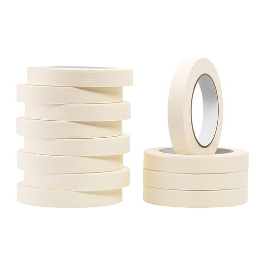 Deli Masking Tape, 12 Pack Painters Tape, General Purpose Painter Tape, Paint Tape, Wall Tape, 0.7 inch x 50 Yards, Beige, for Painting, Arts, Crafts, Home, Office, School.