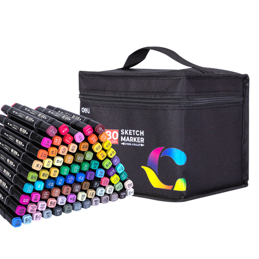 80 Alcohol Markers, Double Tipped Alcohol Based Permanent Art Marker Set for Kids Adults' Coloring Book Illustration, 80 Unique Colors + 1 Colorless Blender + 1 Marker Case, Chisel & Fine Dual Tips