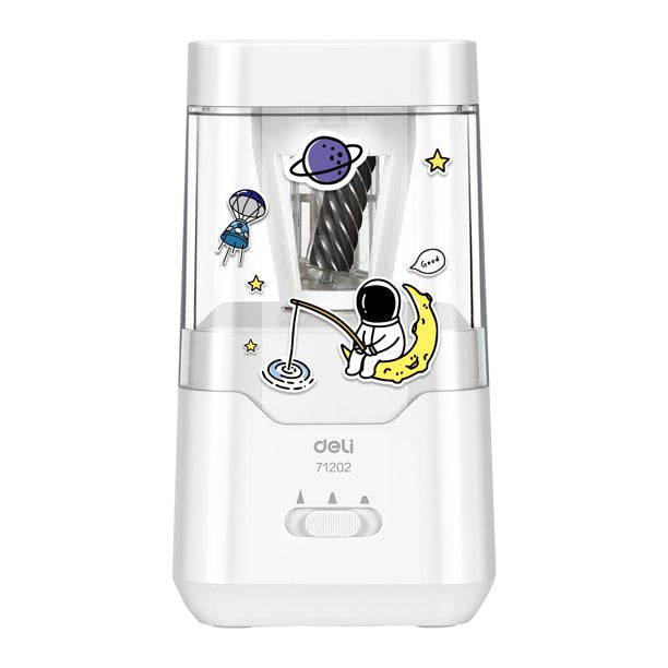 E71202-Electric Pencil Sharpener, Heavy-Duty Helical Blade to Fast Sharpen, Auto Stop for No.2/Colored Pencils(6-8mm), USB/Battery Operated in School Classroom/Office/Home
