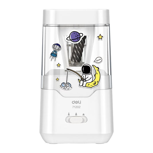 E71202-Electric Pencil Sharpener, Heavy-Duty Helical Blade to Fast Sharpen, Auto Stop for No.2/Colored Pencils(6-8mm), USB/Battery Operated in School Classroom/Office/Home