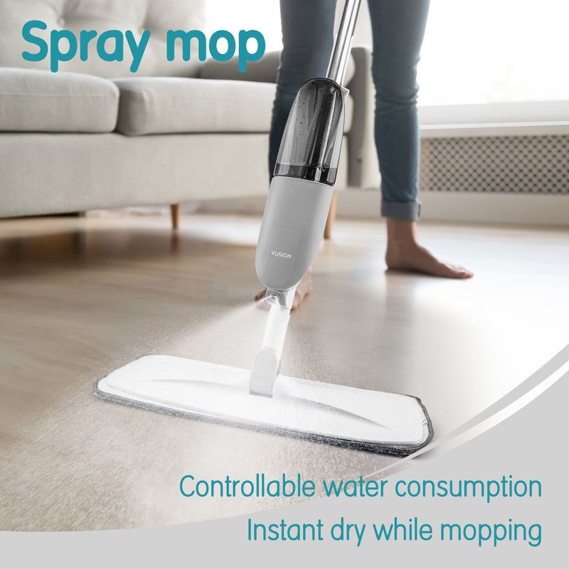 VUSIGN Microfiber Spray Mop for Wood Floor Cleaning with 2 Washable Mop Pads 360 Degree